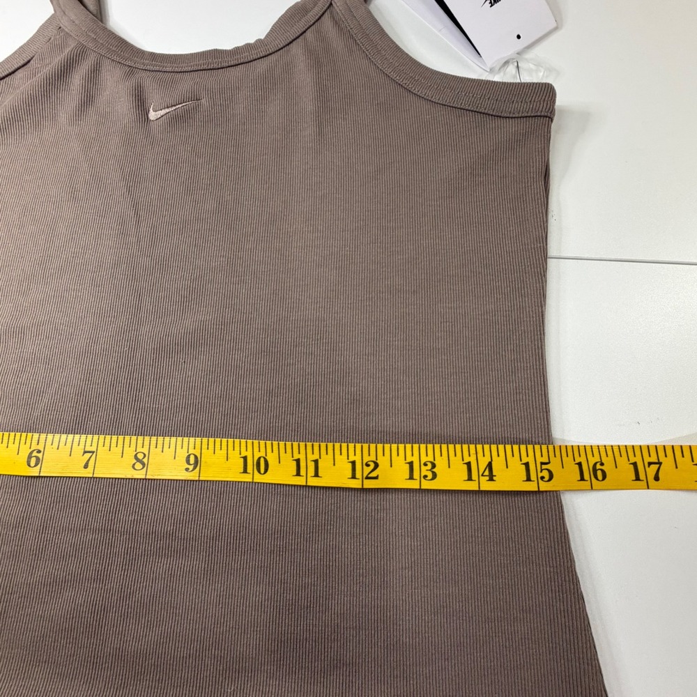 Nike Chill Knit Mini Rib Tank Maxi Dress Women Large Brown Tight Fit HJ0710-233 - Picture 9 of 11